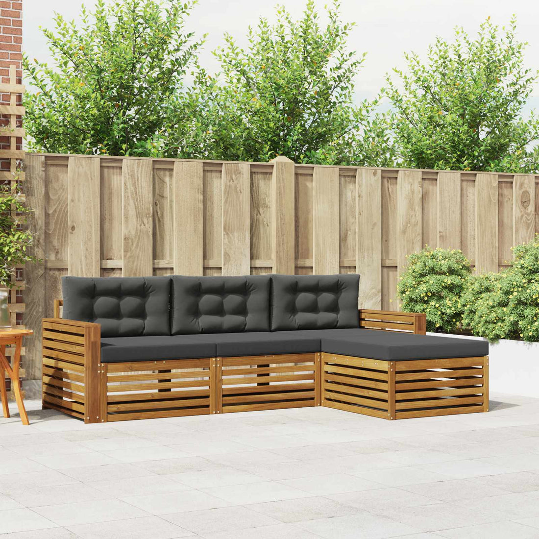 vidaXL Conjunto de sofás de exterior 4 uds. Natural y Antracita