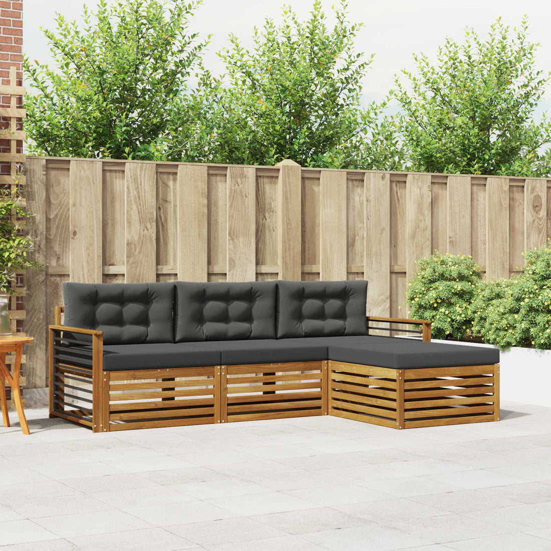 vidaXL Conjunto de sofás de exterior 4 uds. Natural y Antracita