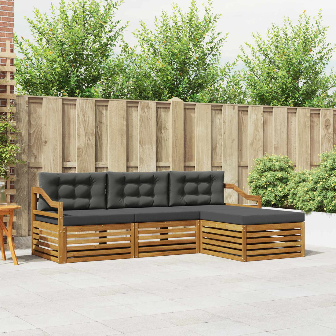 vidaXL Conjunto de sofás de exterior 4 uds. Natural y Antracita