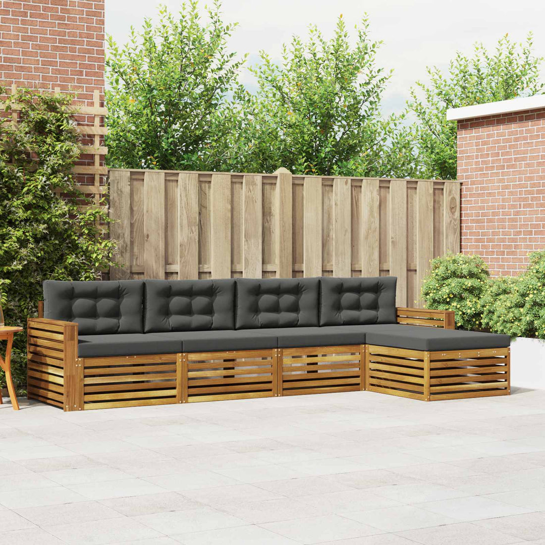 vidaXL Conjunto de sofás de exterior 5 uds. Natural y Antracita
