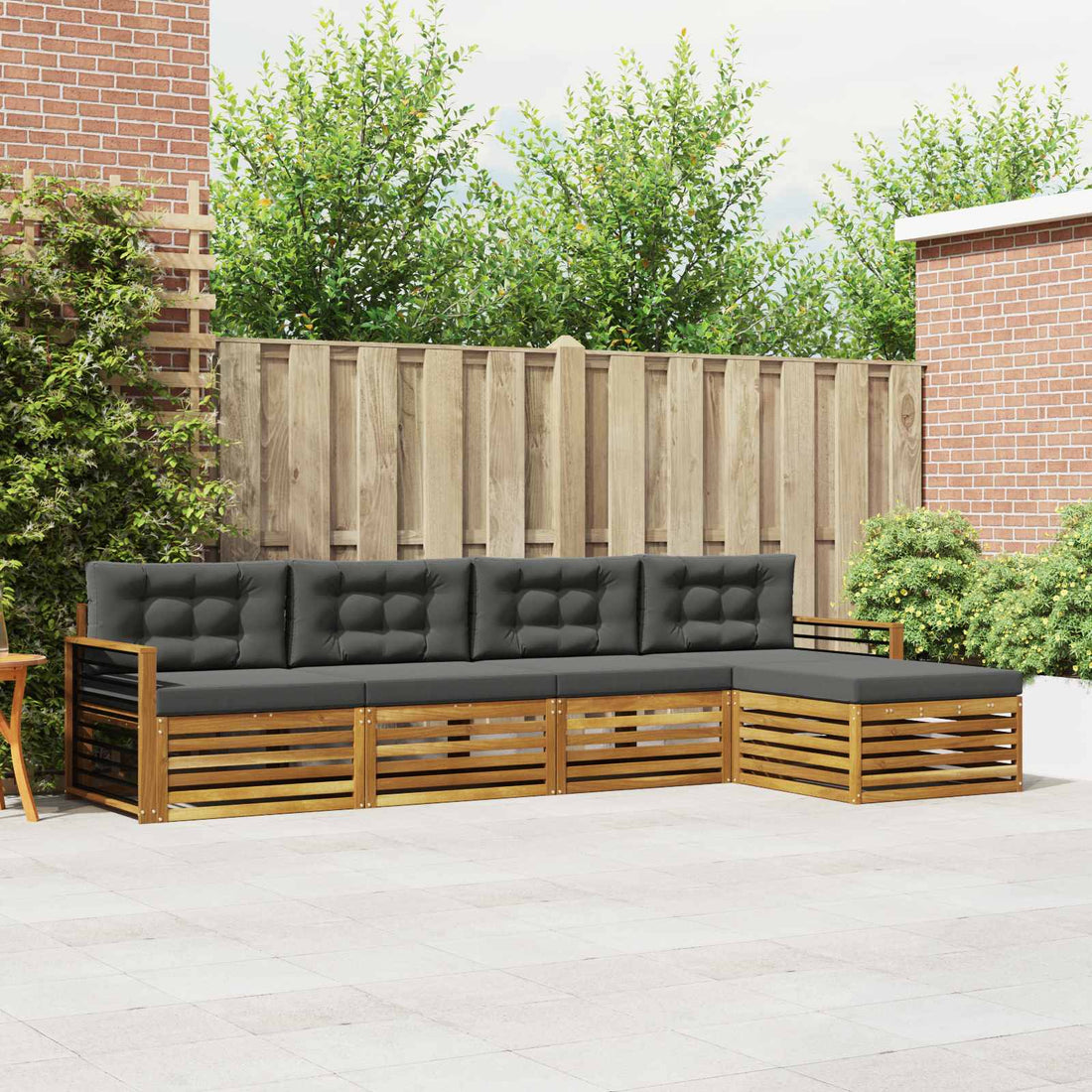 vidaXL Conjunto de sofás de exterior 5 uds. Natural y Antracita