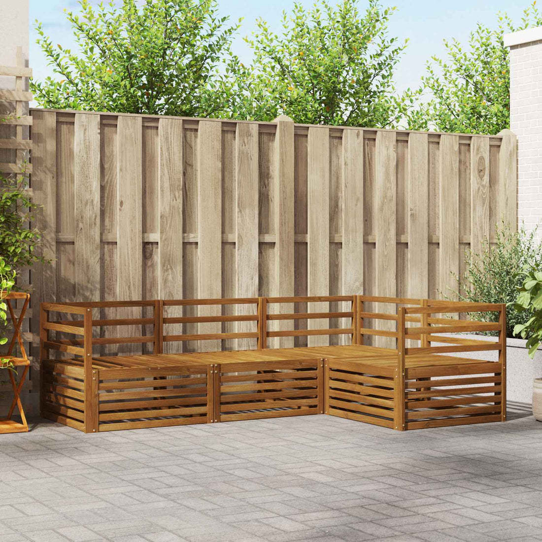 vidaXL Conjunto de sofás de exterior 4 uds. Natural