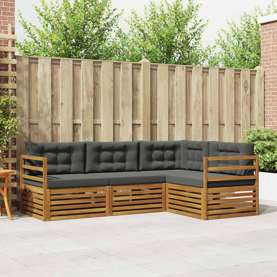 vidaXL Conjunto de sofás de exterior 4 uds. Natural y Antracita