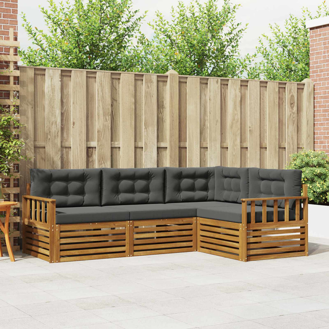 vidaXL Conjunto de sofás de exterior 4 uds. Natural y Antracita