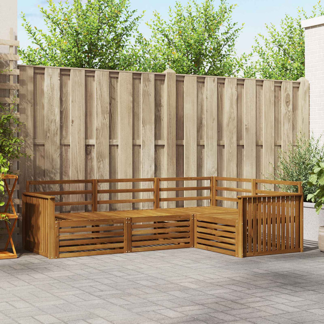 vidaXL Conjunto de sofás de exterior 4 uds. Natural