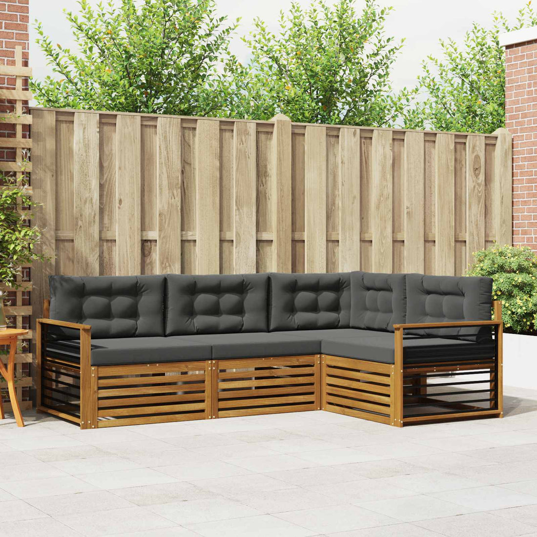 vidaXL Conjunto de sofás de exterior 4 uds. Natural y Antracita