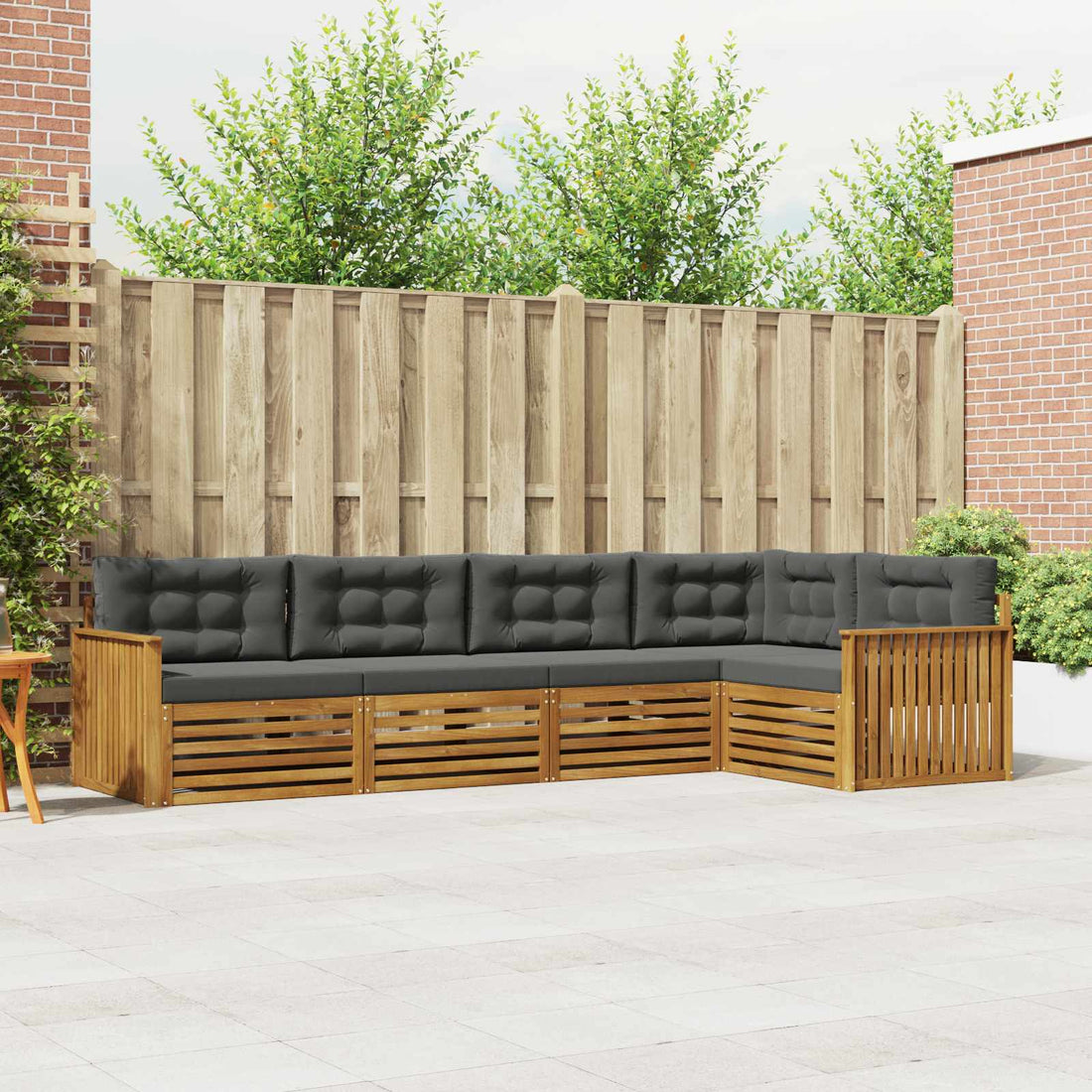 vidaXL Conjunto de sofás de exterior 5 uds. Natural y Antracita