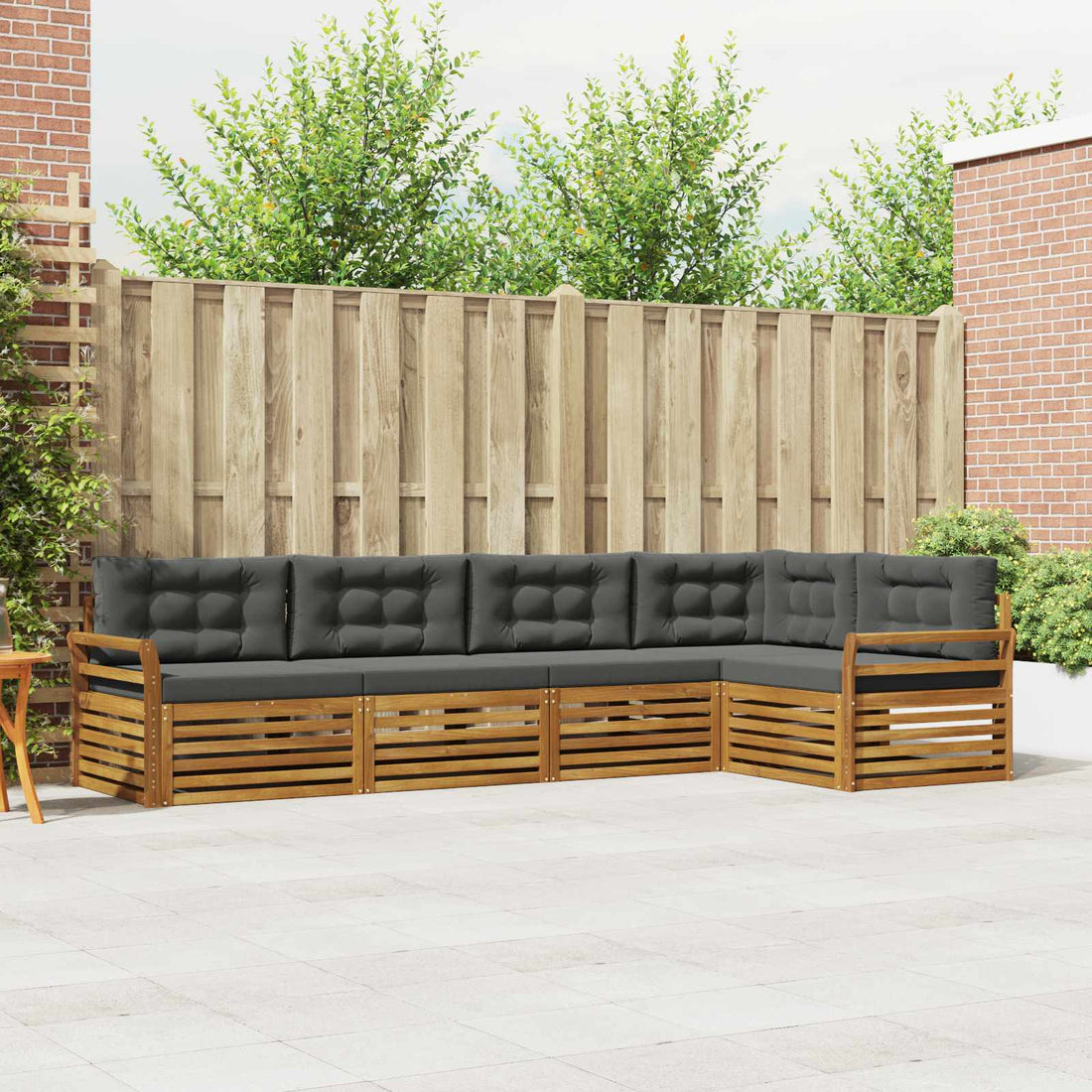 vidaXL Conjunto de sofás de exterior 5 uds. Natural y Antracita