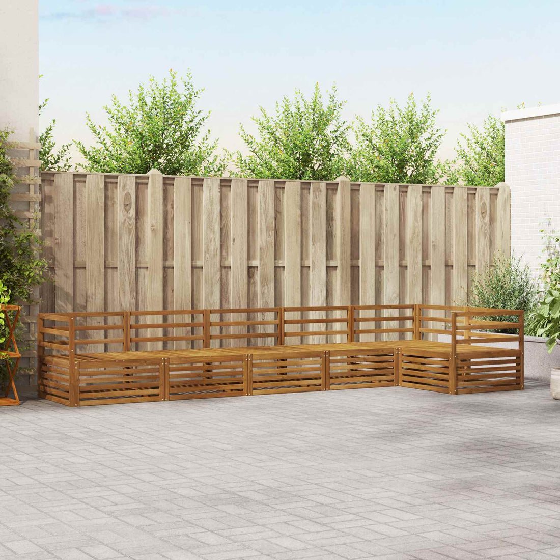 vidaXL Conjunto de sofás de exterior 6 uds. Natural