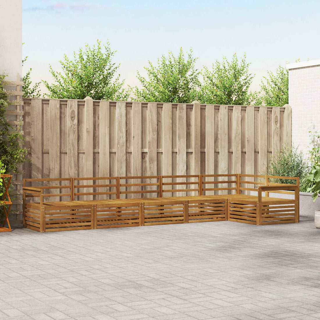 vidaXL Conjunto de sofás de exterior 6 uds. Natural