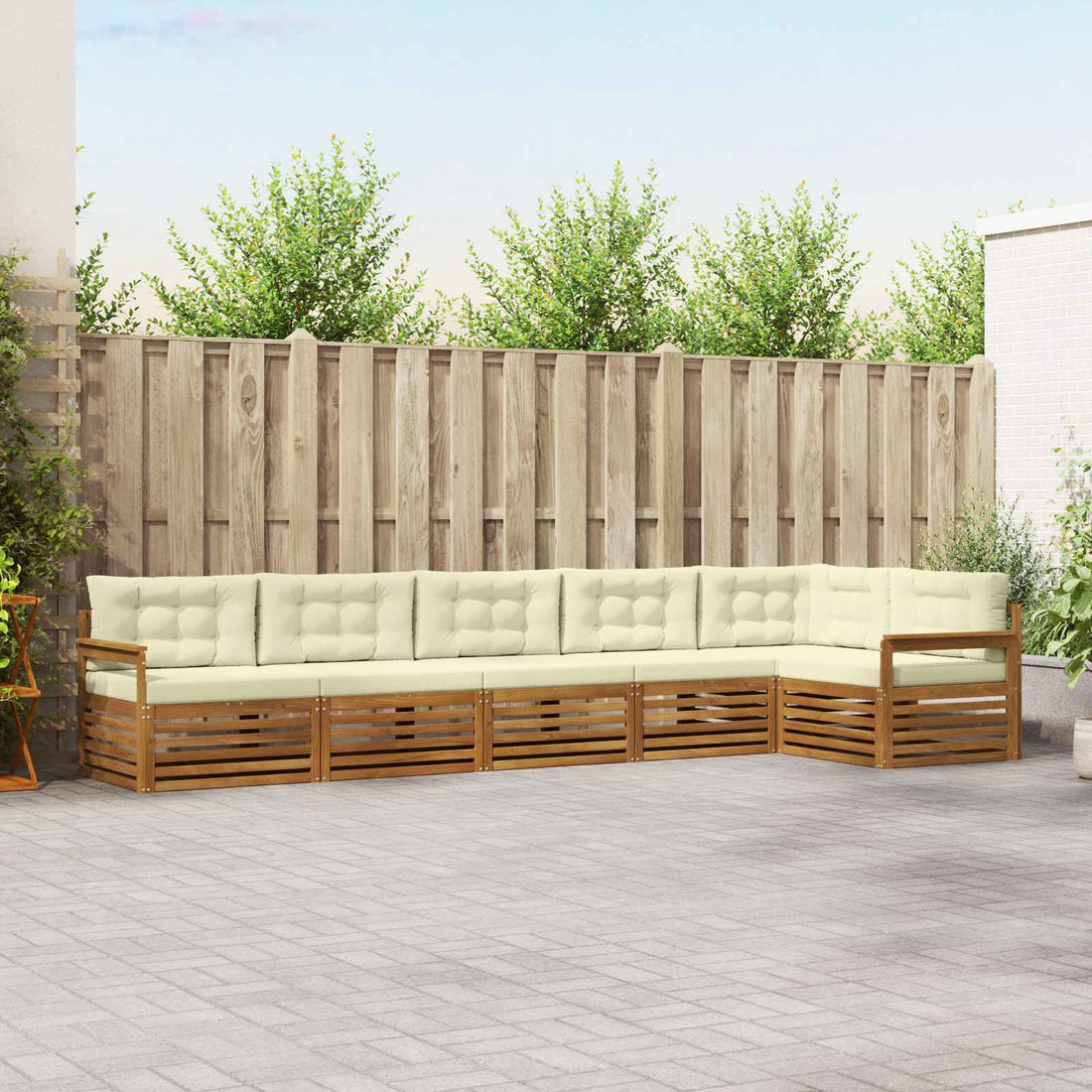 vidaXL Conjunto de sofás de exterior 6 uds. Natural y Crema