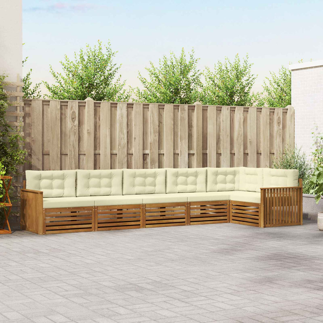 vidaXL Conjunto de sofás de exterior 6 uds. Natural y Crema