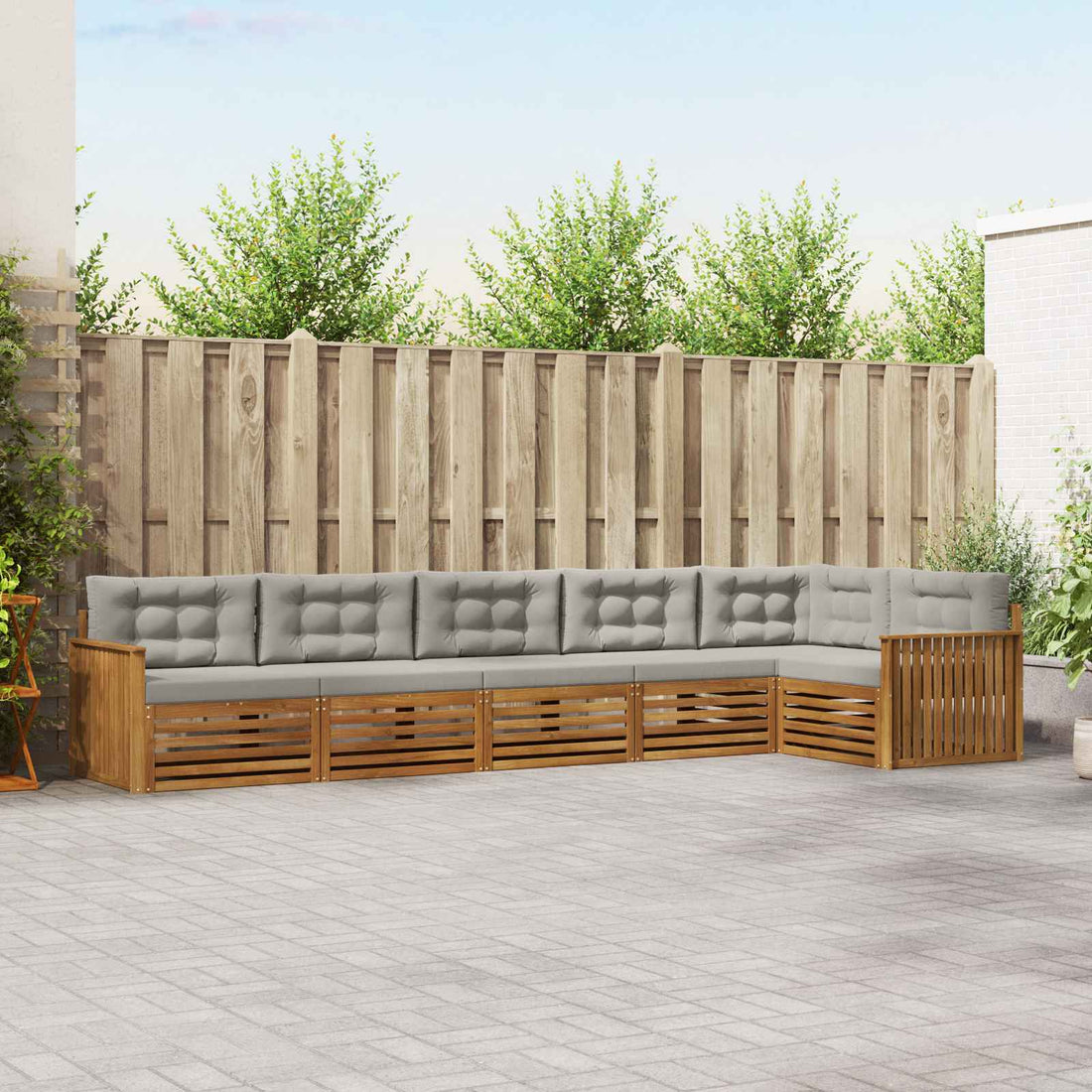 vidaXL Conjunto de sofás de exterior 6 uds. Gris Natural y Claro
