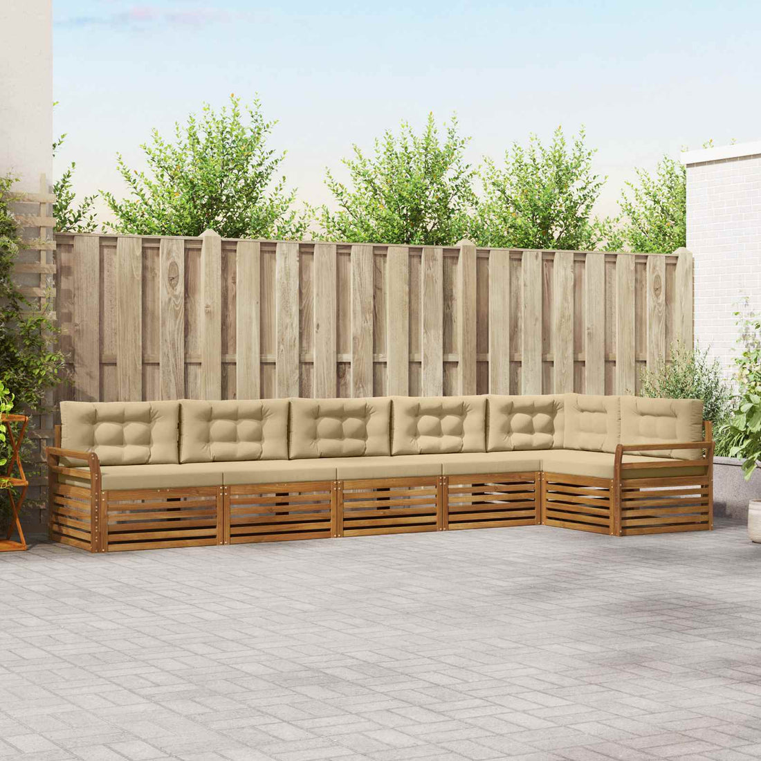 vidaXL Conjunto de sofás de exterior 6 uds. Natural y Beige