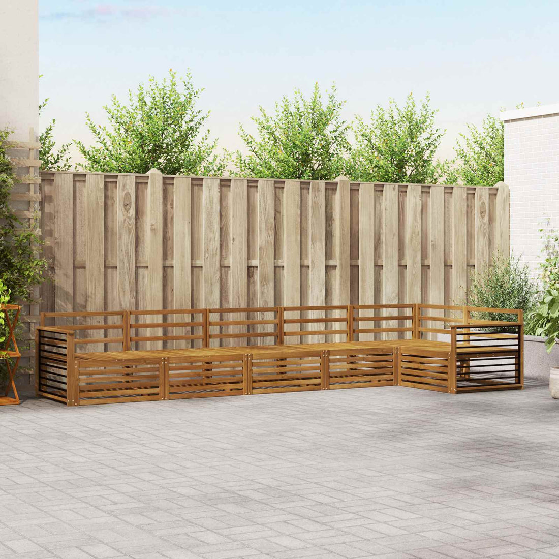 vidaXL Conjunto de sofás de exterior 6 uds. Natural