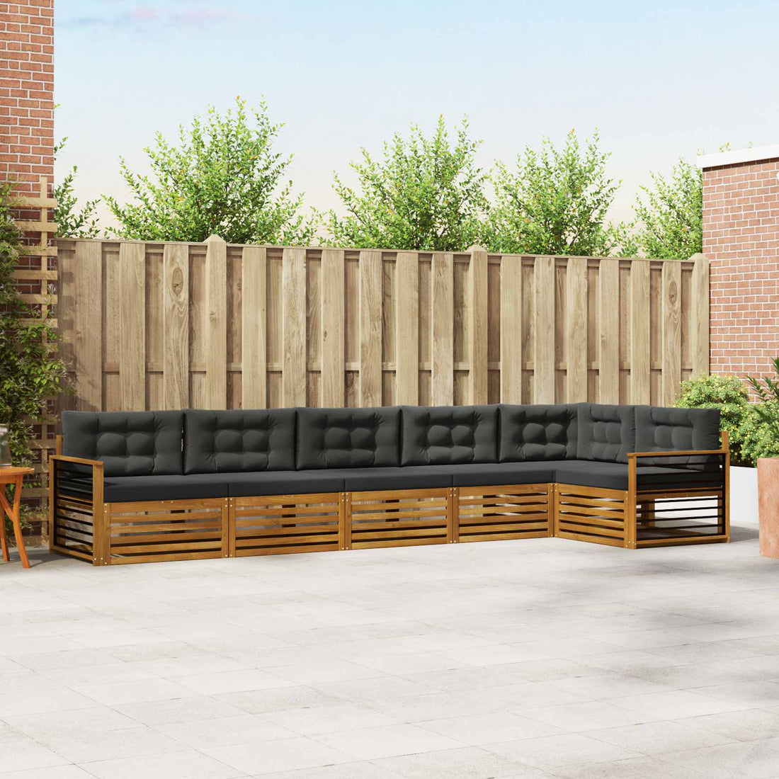 vidaXL Conjunto de sofás de exterior 6 uds. Natural y Antracita