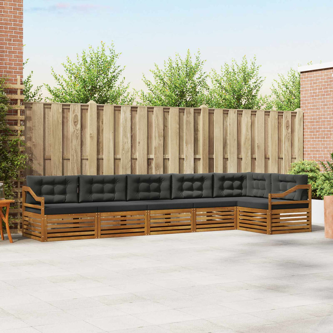vidaXL Conjunto de sofás de exterior 6 uds. Natural y Antracita