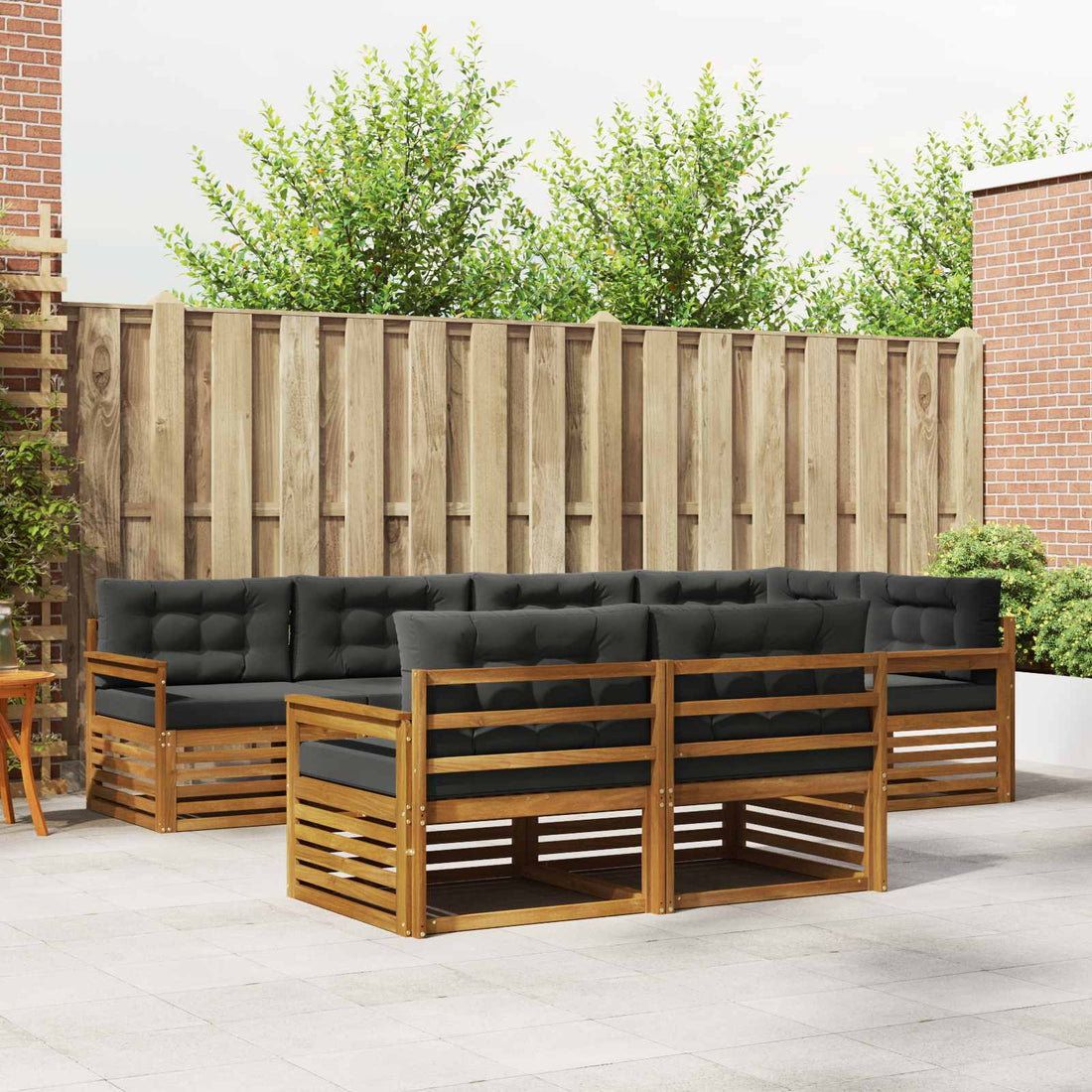 vidaXL Conjunto de sofás de exterior 7 uds. Natural y Antracita