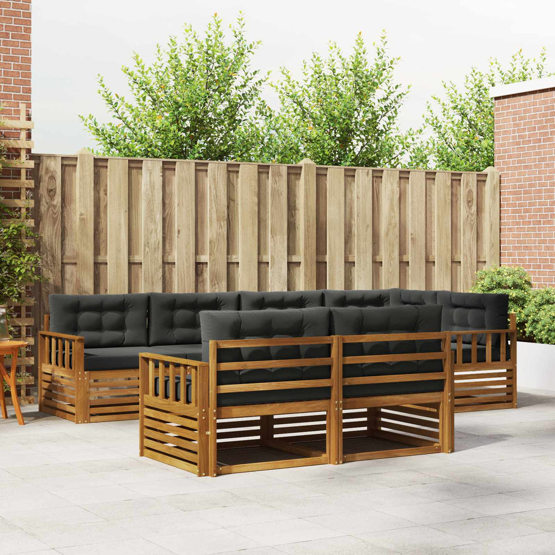 vidaXL Conjunto de sofás de exterior 7 uds. Natural y Antracita