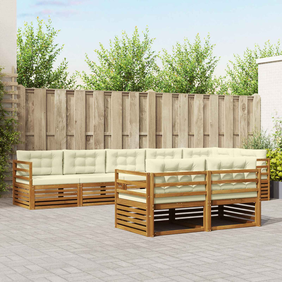 vidaXL Conjunto de sofás de exterior 8 uds. Natural y Crema