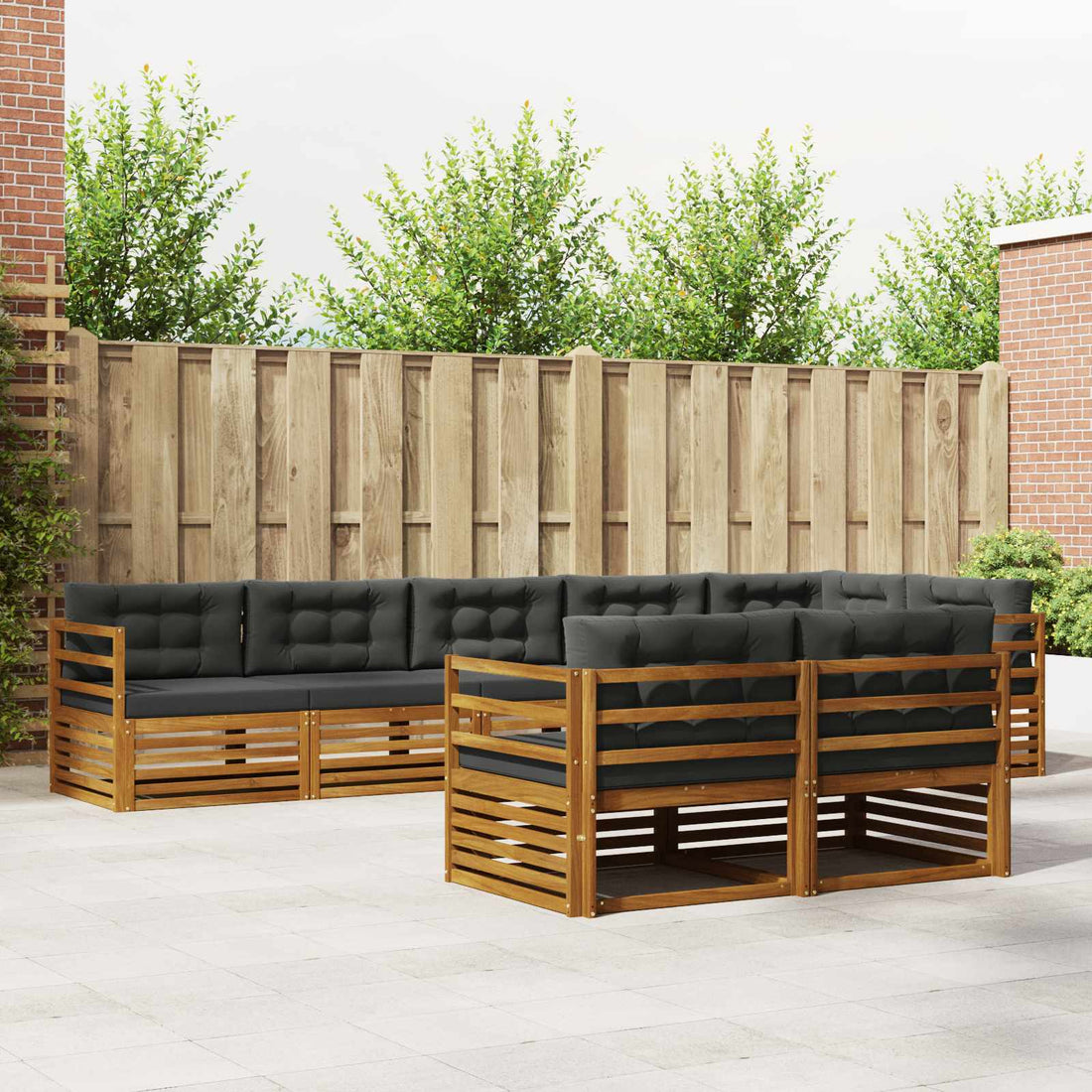vidaXL Conjunto de sofás de exterior 8 uds. Natural y Antracita