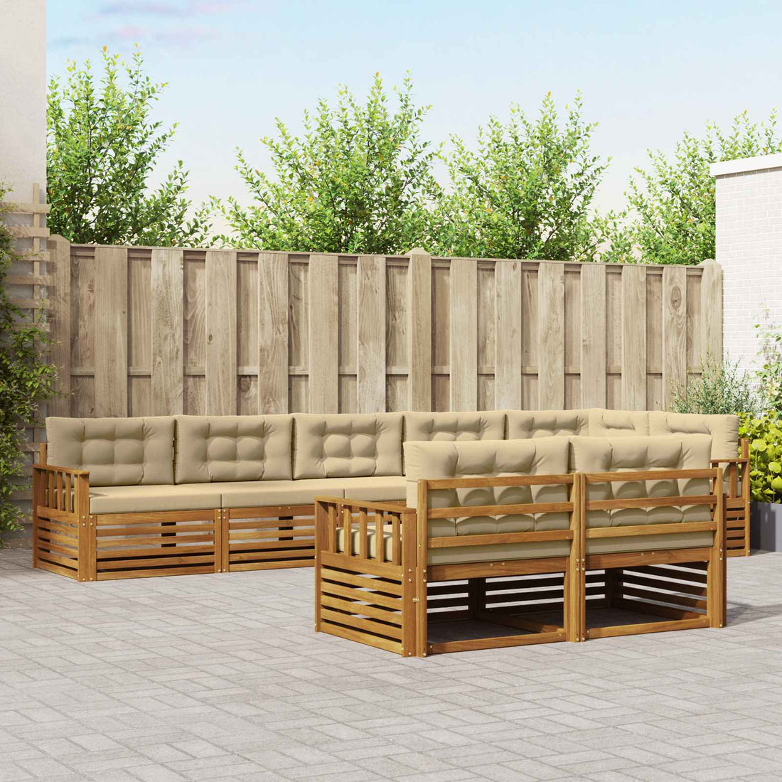 vidaXL Conjunto de sofás de exterior 8 uds. Natural y Beige