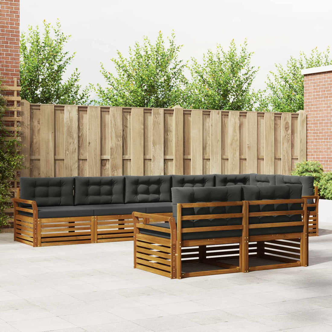 vidaXL Conjunto de sofás de exterior 8 uds. Natural y Antracita