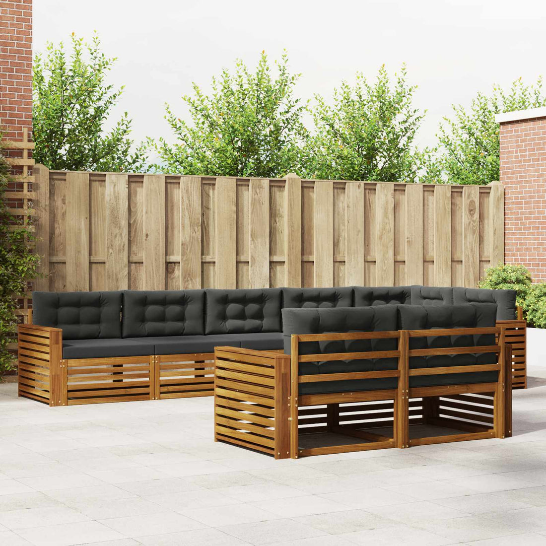 vidaXL Conjunto de sofás de exterior 8 uds. Natural y Antracita