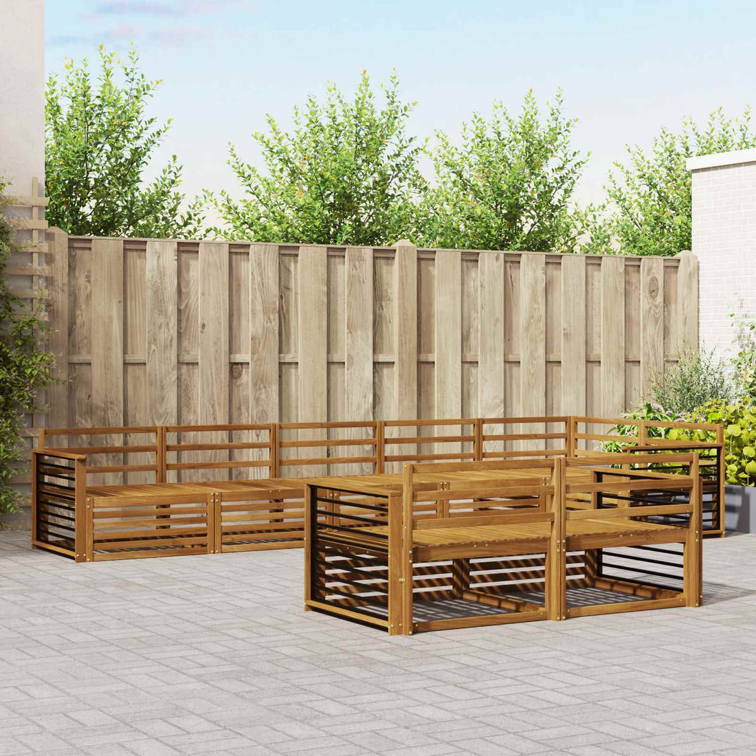 vidaXL Conjunto de sofás de exterior 8 uds. Natural