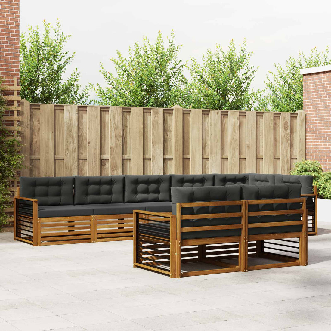 vidaXL Conjunto de sofás de exterior 8 uds. Natural y Antracita