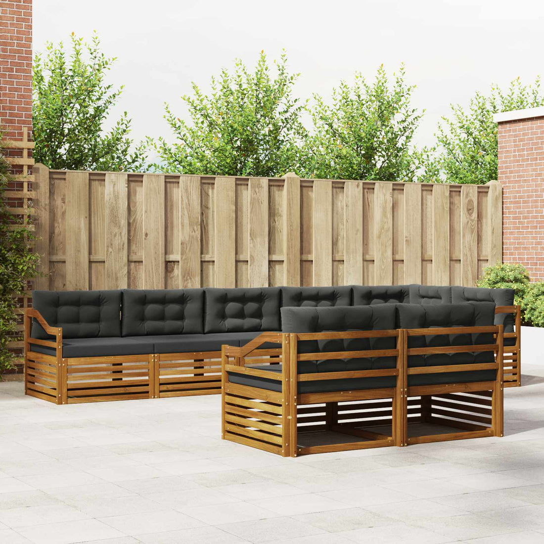 vidaXL Conjunto de sofás de exterior 8 uds. Natural y Antracita
