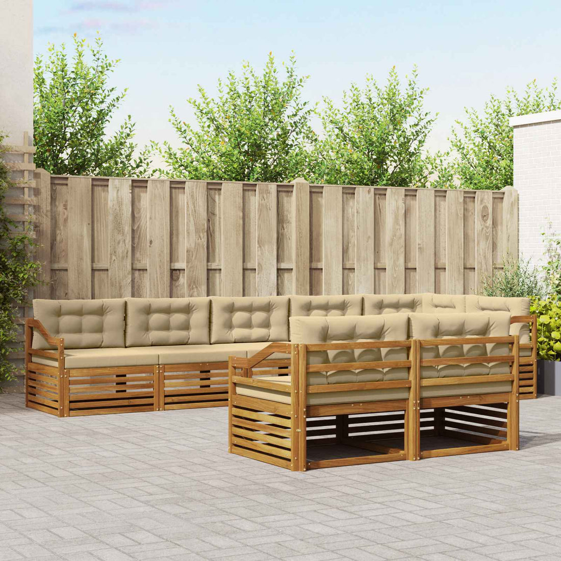 vidaXL Conjunto de sofás de exterior 8 uds. Natural y Beige