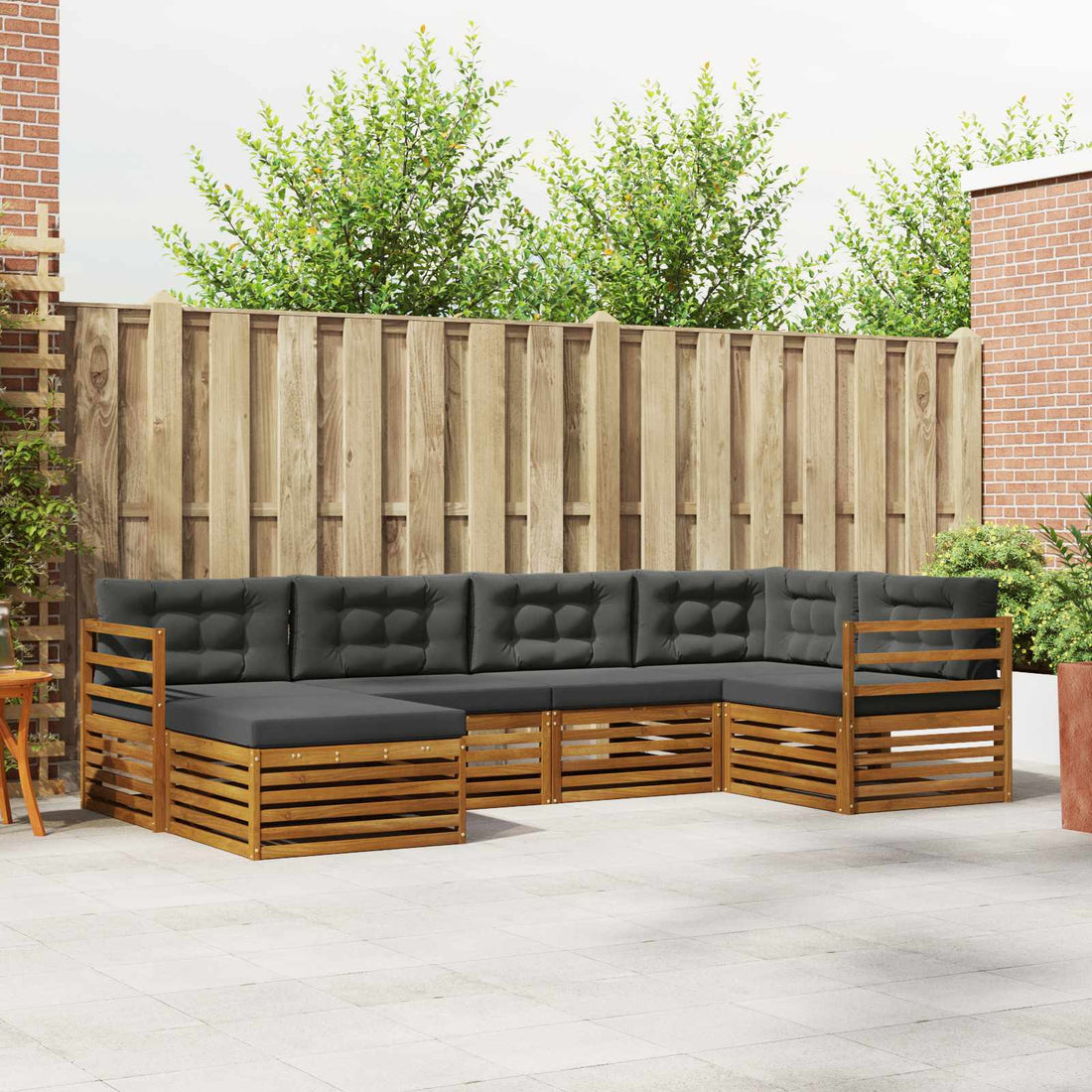 vidaXL Conjunto de sofás de exterior 6 uds. Natural y Antracita