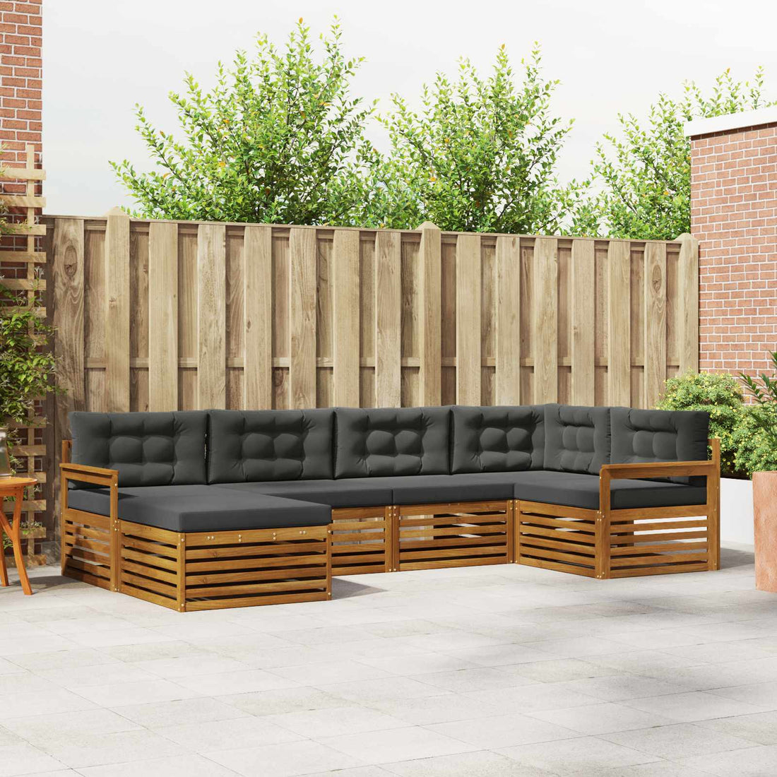 vidaXL Conjunto de sofás de exterior 6 uds. Natural y Antracita