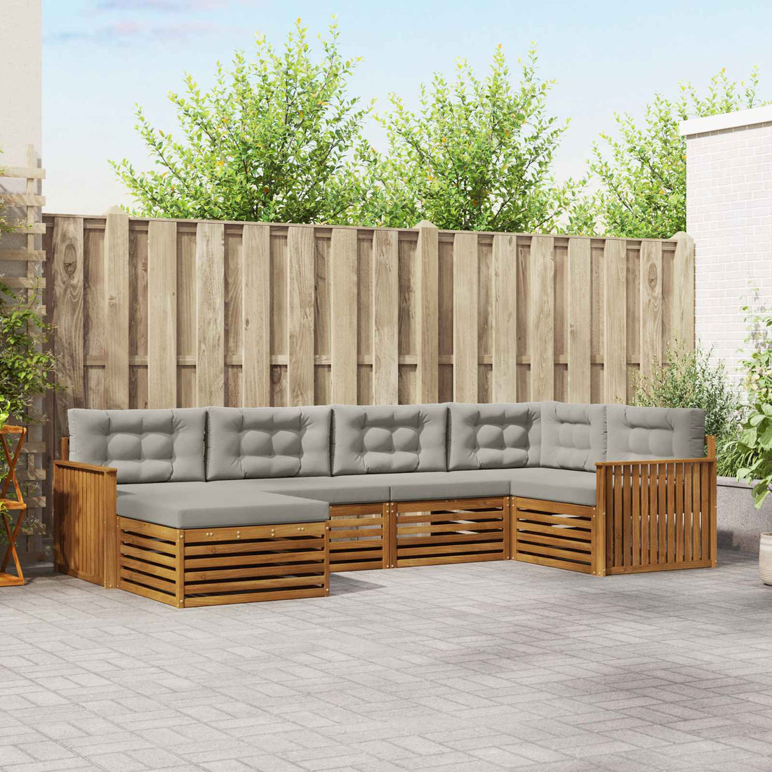 vidaXL Conjunto de sofás de exterior 6 uds. Gris Natural y Claro