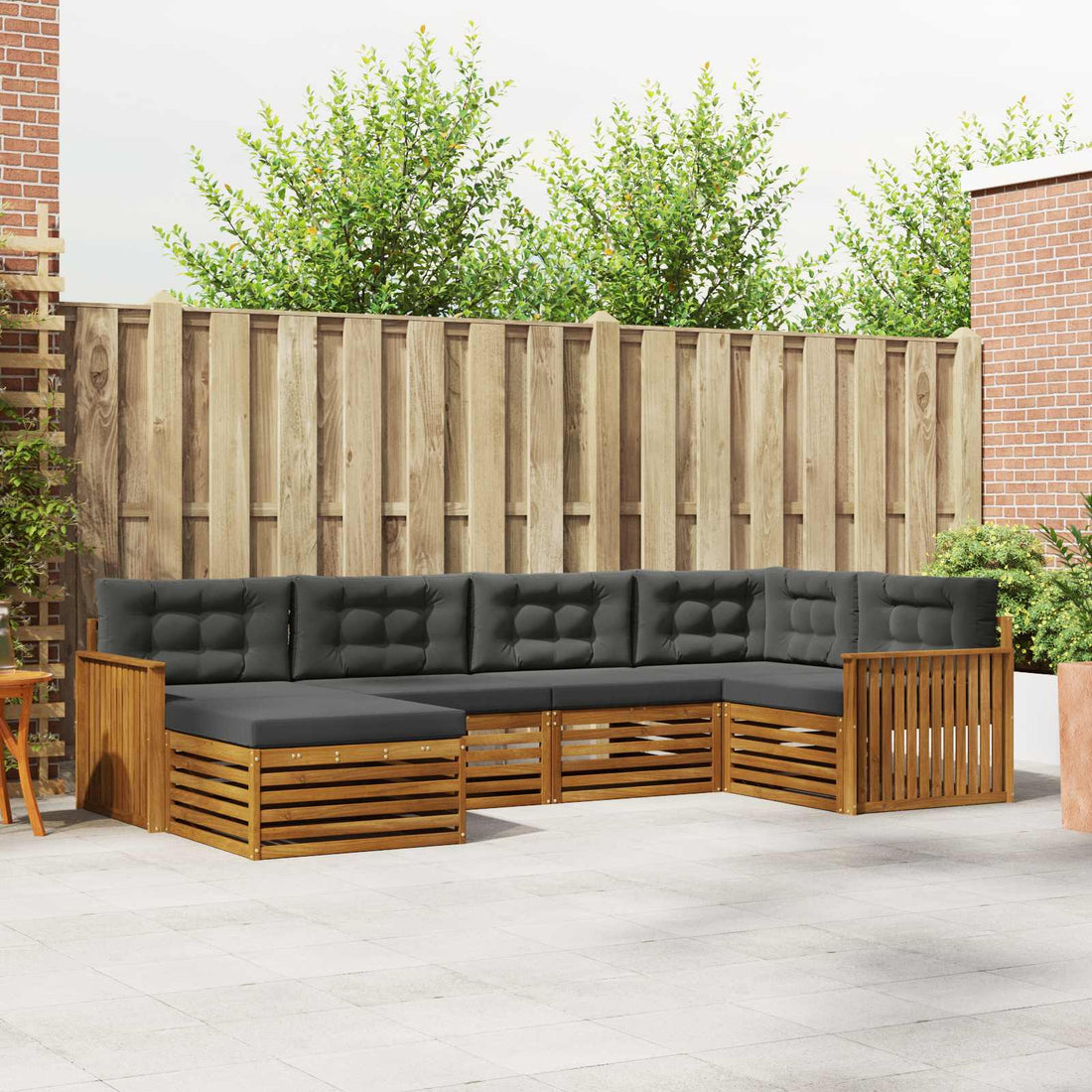 vidaXL Conjunto de sofás de exterior 6 uds. Natural y Antracita