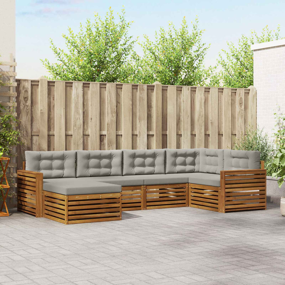 vidaXL Conjunto de sofás de exterior 6 uds. Gris Natural y Claro