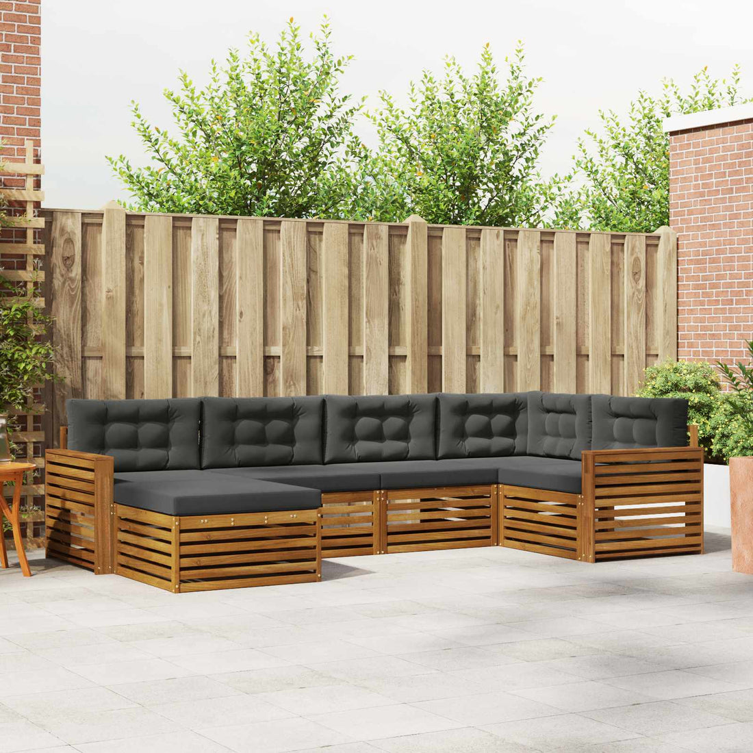 vidaXL Conjunto de sofás de exterior 6 uds. Natural y Antracita