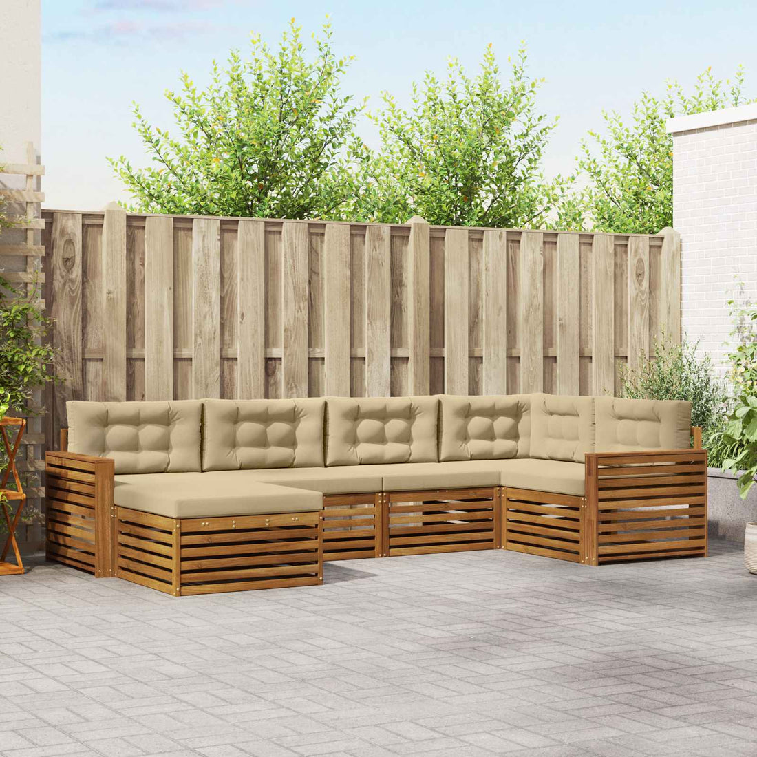 vidaXL Conjunto de sofás de exterior 6 uds. Natural y Beige