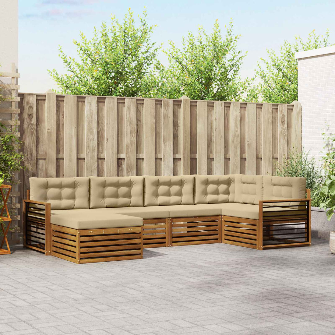 vidaXL Conjunto de sofás de exterior 6 uds. Natural y Beige