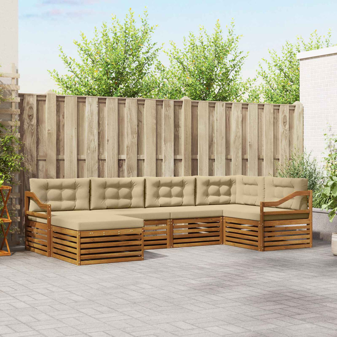 vidaXL Conjunto de sofás de exterior 6 uds. Natural y Beige