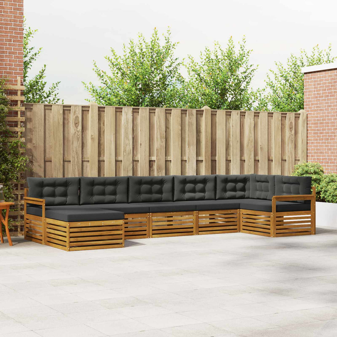 vidaXL Conjunto de sofás de exterior 7 uds. Natural y Antracita