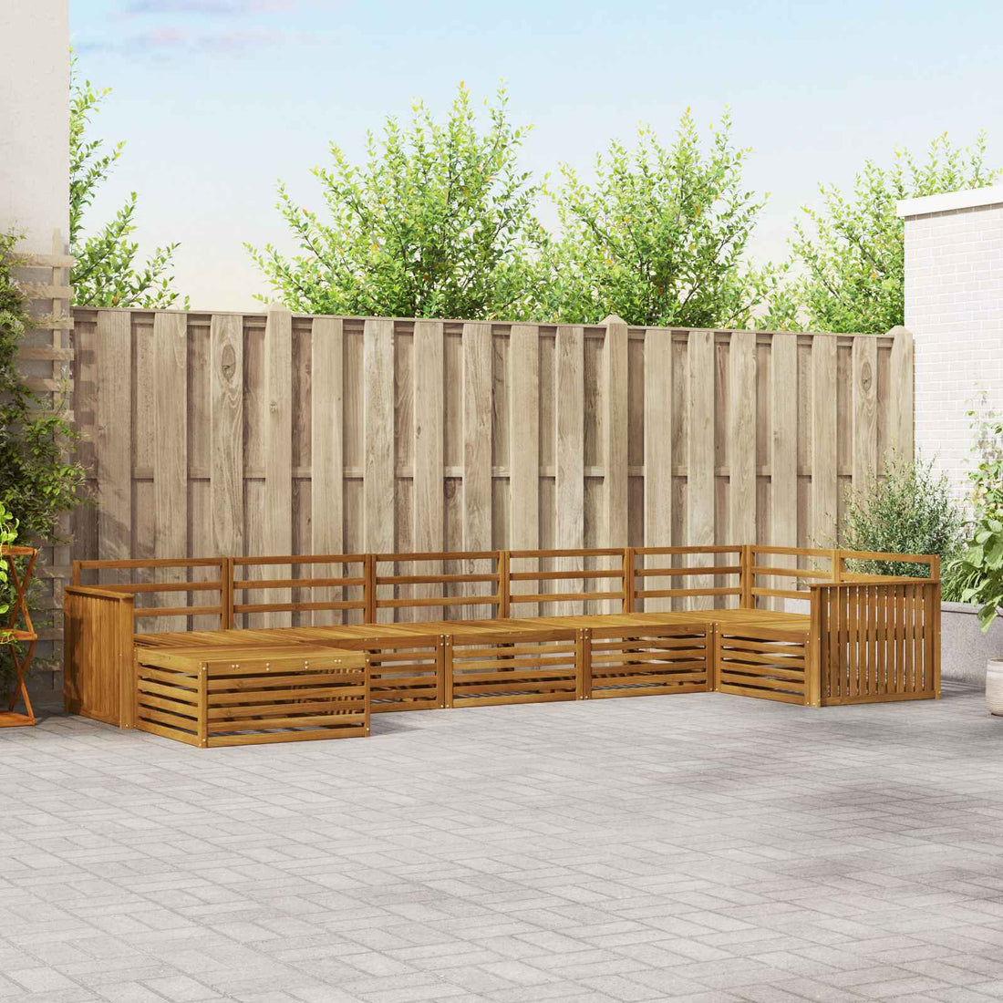 vidaXL Conjunto de sofás de exterior 7 uds. Natural
