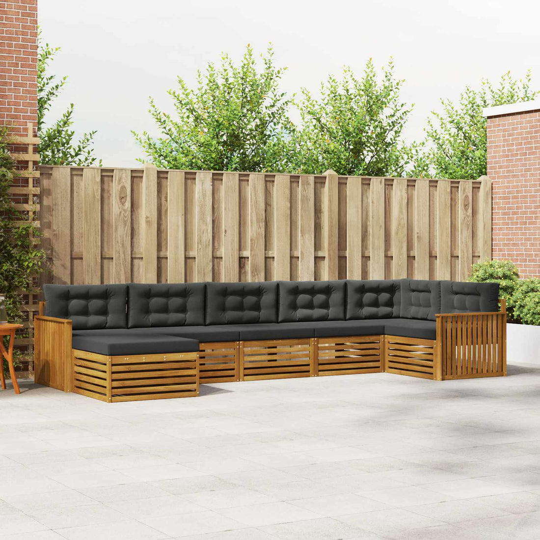 vidaXL Conjunto de sofás de exterior 7 uds. Natural y Antracita