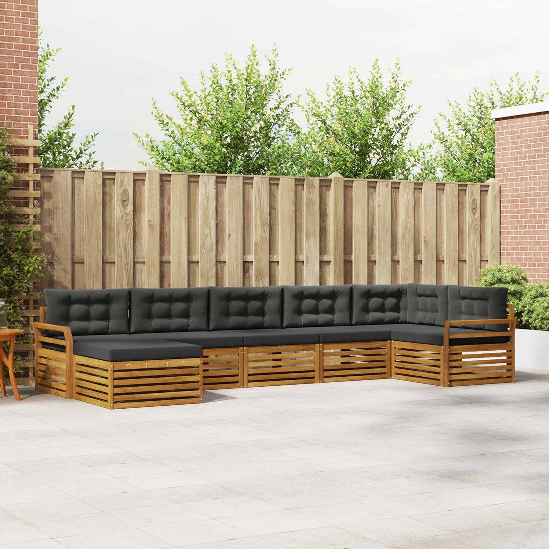 vidaXL Conjunto de sofás de exterior 7 uds. Natural y Antracita