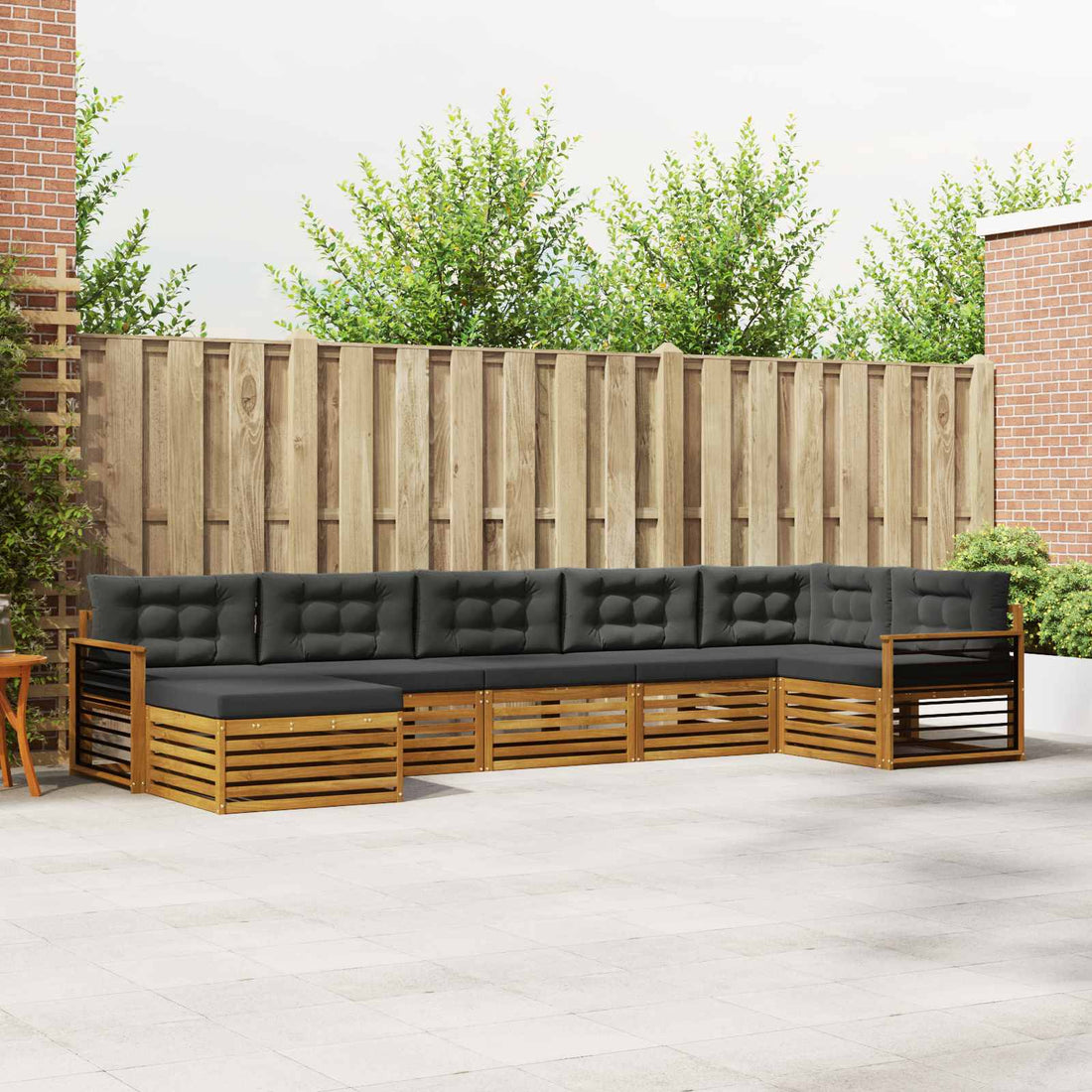 vidaXL Conjunto de sofás de exterior 7 uds. Natural y Antracita