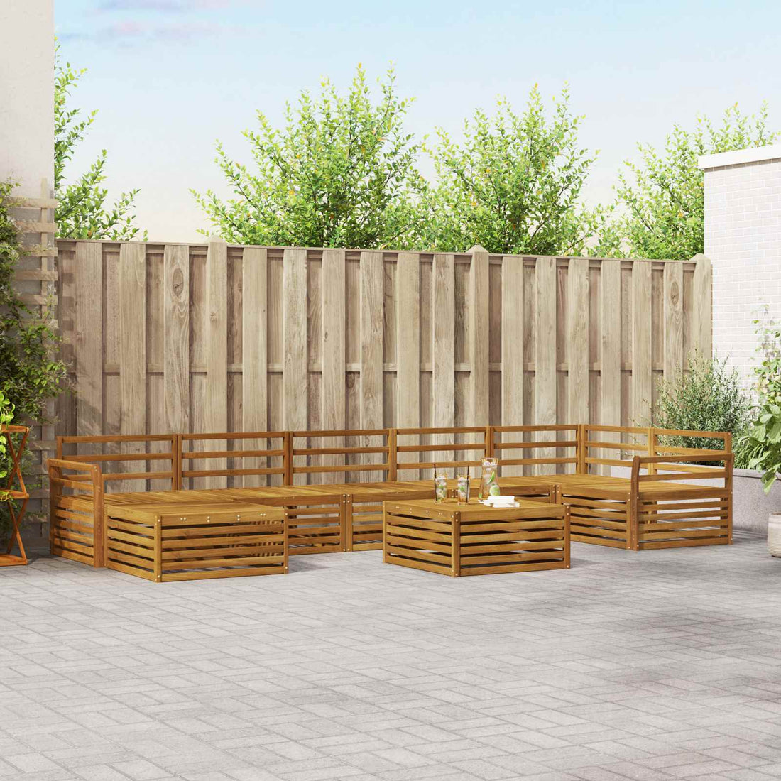 vidaXL Conjunto de sofás de exterior 8 uds. Natural