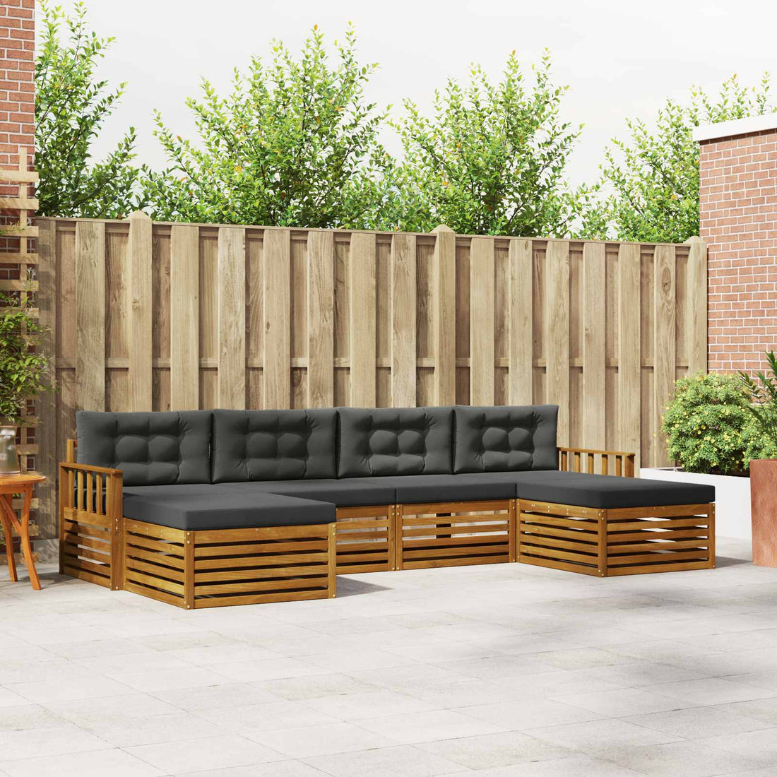 vidaXL Conjunto de sofás de exterior 6 uds. Natural y Antracita