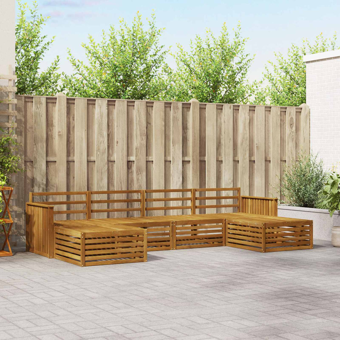 vidaXL Conjunto de sofás de exterior 6 uds. Natural