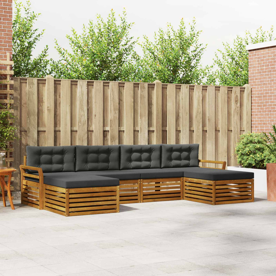 vidaXL Conjunto de sofás de exterior 6 uds. Natural y Antracita